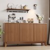 58" Walnut Sideboard Buffet Cabinet – Fluted Curved Doors, Adjustable Shelves, Raised Base – Wood Storage for Dining Room - 4 of 4