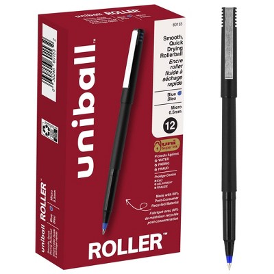 uni-ball Rollerball Pens Micro Point Blue Ink 12/Pack (60153)