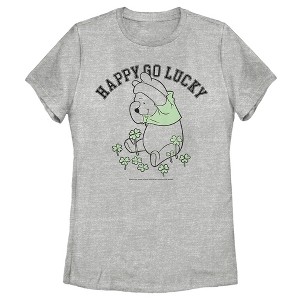 Women's Winnie the Pooh St. Patrick's Day Happy Go Lucky T-Shirt - 1 of 4