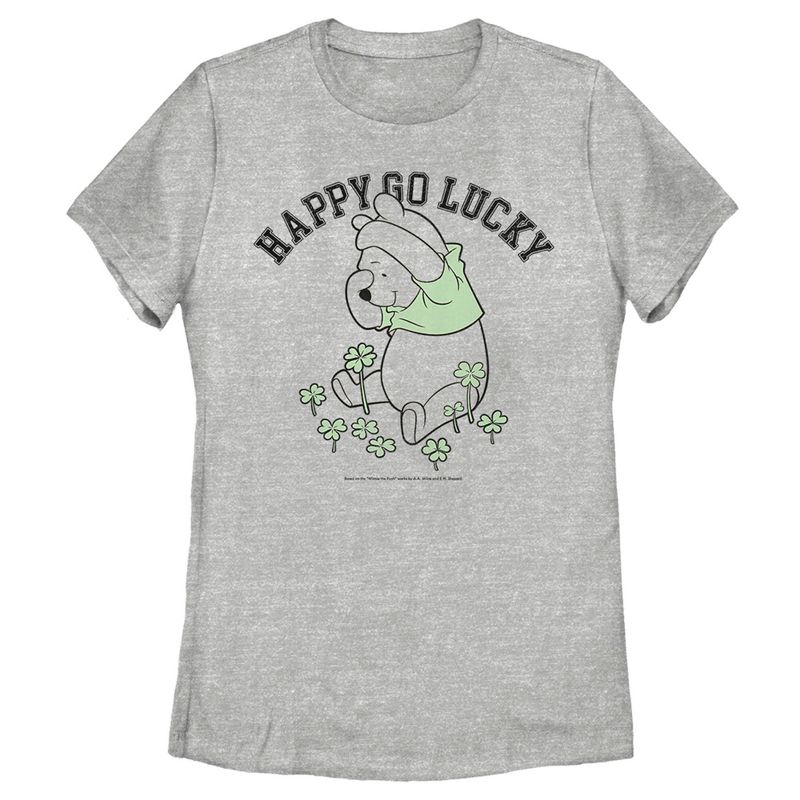Women's Winnie the Pooh St. Patrick's Day Happy Go Lucky T-Shirt, 1 of 5