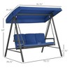 3-Person Patio Swing Chair, Outdoor Porch Swing with Adjustable Canopy, Removable Cushions for Garden - 3 of 4