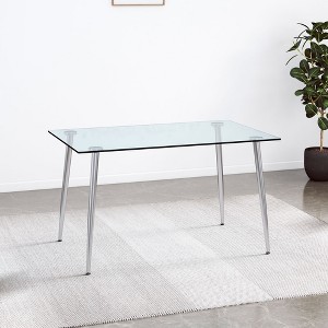 PAGED Round Dining Table Modern Kitchen Table with Glass Tabletop and Metal Legs, 35" Living Room Table for 4/6 Person - 1 of 4