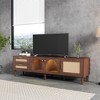 VYNXARIA Rattan-Inspired TV Stand with 3 Cabinets & 2 Drawers for TVs Up to 80inch - 4 of 4