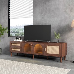 GlasFlength TV Stands and Consoles, Stylish Entertainment Center for Living Rooms, Modern Designs for Classic Interiors, Brown,70.8”*15.7”*19.6" - 1 of 4