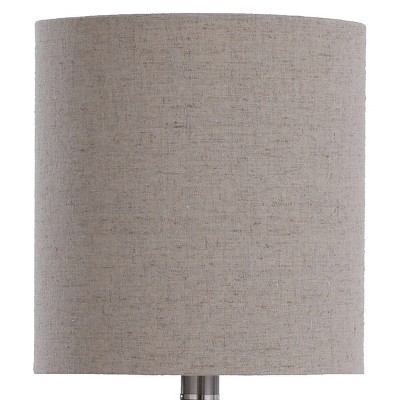 Amber Faceted Glass Table Lamp with Beige Drum Shade