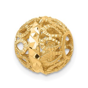 Black Bow Jewelry 14K Yellow Gold Diamond-Cut Filigree Ball Chain Slide, 10mm (3/8 inch) - 1 of 4