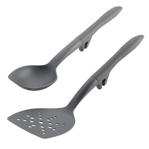 Rachael Ray Tools & Gadgets Lazy Flexi Turner & Scraping Spoon Set Gray: Silicone Kitchen Utensils, Soft-Grip Handles, Dishwasher-Safe - 1 of 4