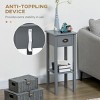 FONTOI End Tables Slim Side Table Living Room Sofa Table 2-Tier Small Narrow Night Stand with Drawer Shelf for Bedroom, Grey, 11.8"*11.8"*29.5" - 4 of 4