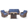 Buenhomino Patio Furniture Set with Fire Pit Table 50,000 BTU,5 Piece Wicker Outdoor Conversation Sets,Outdoor Swivel Rocker Chairs Patio Sofa - 2 of 4