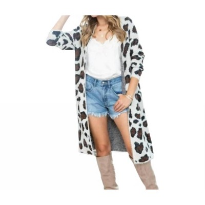 Women's Leopard Print Long Sweater Cardigan - Sweet Lovely by Jen