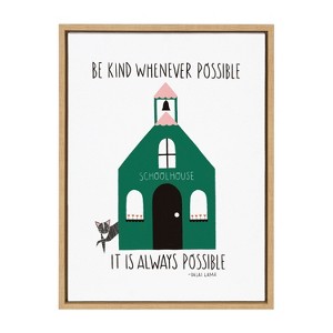 Kate and Laurel Sylvie Be Kind Whenever Possible Framed Canvas by Stacie Bloomfield of Gingiber, 18x24, Natural - 1 of 4