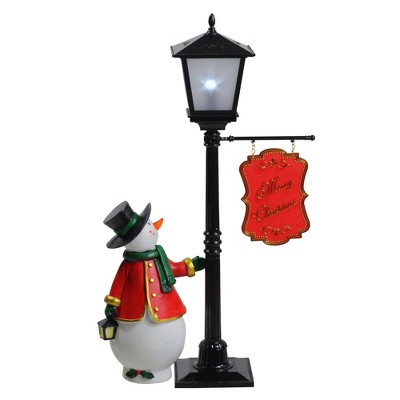 Northlight 14.5" Mini Pre-lit Street Lamp and Snowman Christmas Table Top Display