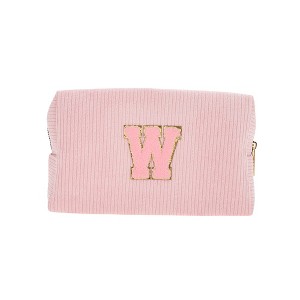 Unique Bargains Corduroy Rectangular Letter Makeup Bag Pink 1 Pc - 1 of 4