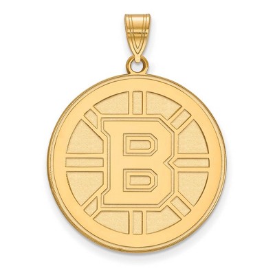 Black Bow Jewelry 14k Yellow Gold Boston Bruins NHL Extra Large Pendant