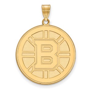 Black Bow Jewelry 14k Yellow Gold Boston Bruins NHL Extra Large Pendant - 1 of 3
