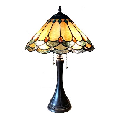 Chloe Lighting Amelia Victorian 2 Light Antique Dark Bronze Tiffany-Style Table Lamp 15" Shade