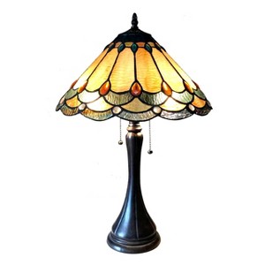 Chloe Lighting Amelia Victorian 2 Light Antique Dark Bronze Tiffany-Style Table Lamp 15" Shade - 1 of 2
