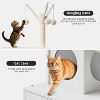 Modern 2-in-1 Cat Tree & Hidden Litter Box Enclosure – Wooden Tower with Condo, Hammock, Scratching Post, Plush Perch & Removable Pompoms - 4 of 4
