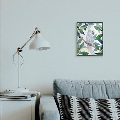 Tropical Cockatoo Bird Print on Canvas with Black Frame, 11 x 14