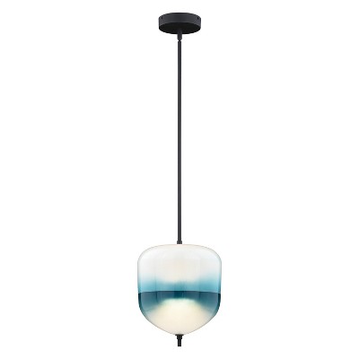 VAXCEL Somerset LED Bronze Mini Pendant Ceiling Light Blue and White Glass