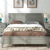 NicBex Modern White/Gray Platform Bed Frame with Headboard,Solid Wood Full/Queen/King Bed Frame with Slat Support,No Box Spring Required,Easy Assembly - 2 of 4