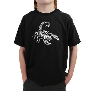 LA Pop Art Boy's Word Art T-shirt - Types of Scorpions Black Large - 1 of 4