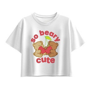 Girls' - Instant Message - So Beary Cute Short Sleeve Boxy Graphic T-Shirt - 1 of 3