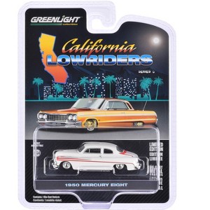 1950 Mercury Eight Coupe Matt White with Orange Stripes "California Lowriders" Series 6 1/64 Diecast Model Car by Greenlight - 1 of 1