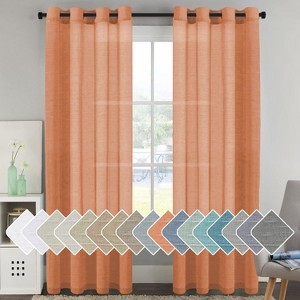 Natural Linen Blended Semi-Sheer Curtains Privacy Assured with Nickel Grommet for Living Room - 1 of 4
