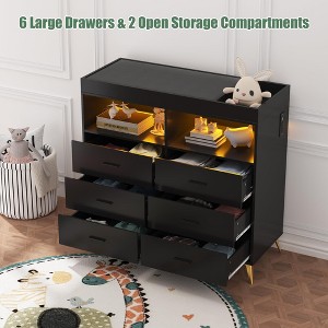 Baby Changing Table Dresser with Drawers, Power Outlet & LED Light - Nursery Organizer with Metal Feet for Newborns - 1 of 4