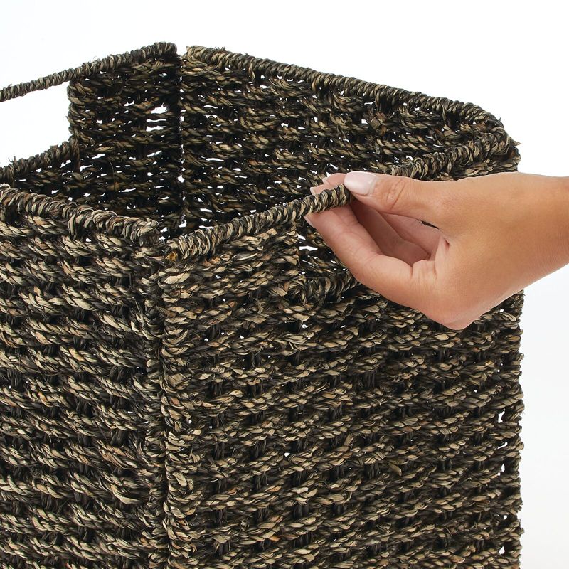 mDesign Seagrass Woven Cube Bin Basket Organizer, Handles, 5 of 10