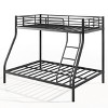 CSBDHome Twin Over Full Metal Bunk Bed with Ladder and Safety Guard Rails - Black - 3 of 4