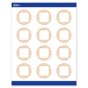 Avery Round Cards, 2" Diameter, Gold-Pink Berries, Matte, 120ct - 1 of 4