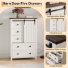 5 Drawers Dresser for Bedroom with Sliding Barn Door, Farmhouse Tall Chest of Drawer, Storage Organizer Dresser for Hallway, Living Room - 2 of 4