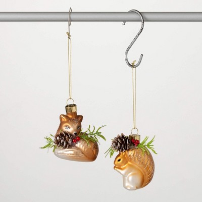 2.75"H & 3"H Sullivans Christmas Iridescent Animal Ornaments Set of 2  Gold