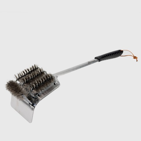 Pure Grill 3-in-1 Stainless Steel Bristle Free BBQ Grill Brush and Scraper for Cleaning Grates