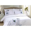 Modern Feather Embroidered Cotton Duvet Cover and Pillow Sham Set - Blue Nile Mills - 3 of 4