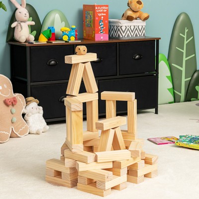 Infans Tumbling Timber Toy 54 PCS Wooden Blocks Game w/ Carrying Bag