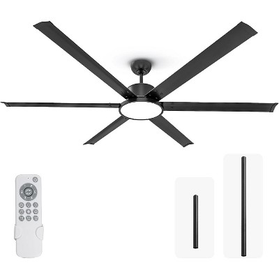 TALOYA 72 inch Matte Black Integrated LED Outdoor Ceiling Fan with Light and Remote (3-Blade),DC Motor,3 CCT