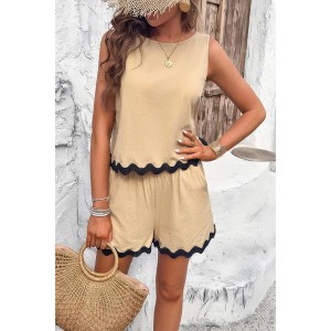 I am a Fashion Junky Two Pieces Printed Sleeveless Pockets Shorts Sets - 1 of 4