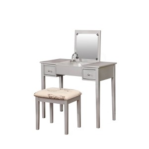 Butterfly Vanity and Stool Silver - Linon, Black