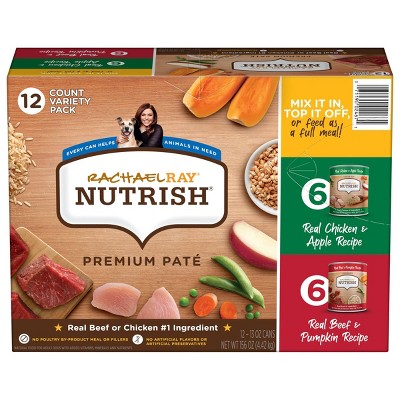 Rachael Ray Nutrish Premium Pate Chicken, Pumpkin, Apple & Beef Variety Pack Wet Dog Food - 13oz/12ct