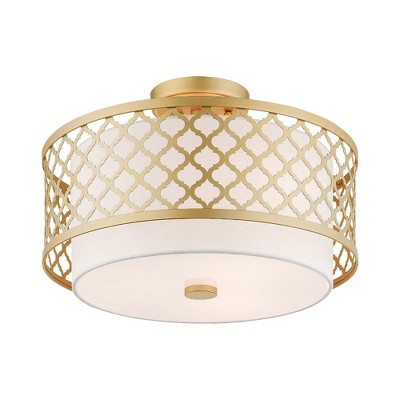 Soft Gold Drum Semi-Flush Mount Ceiling Light