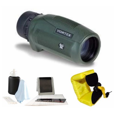 Vortex Optics S136 Solo 10x36 Monocular + Micro Fiber Cleaning Cloth + Cleaning and Care Kit + Floating Foam Strap Red