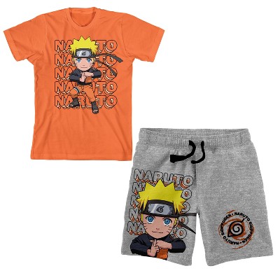 Naruto Shippuden Chibi Naruto Boy’s T-shirts Graphic Tee And  Shorts Set