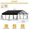 Metal Carport with Galvanized Steel Roof, Heavy Duty Metal Roof Carport with Enhanced Base, Tall Metal Carport Kits Garage for Tractors - 2 of 4