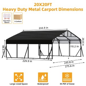 10 x 15 FT Metal Carport with Galvanized Steel Roof, Heavy Duty Metal Roof Carport with Enhanced Base, Tall Kits Garage for Tractors, Trucks, Boats - 1 of 4