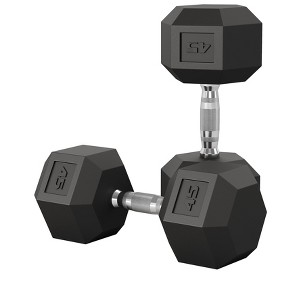 Garvee Rubber Encased Hex Dumbbell Set Contoured Handle for Muscle Toning, Strength Building & Full Body Workout - 1 of 4