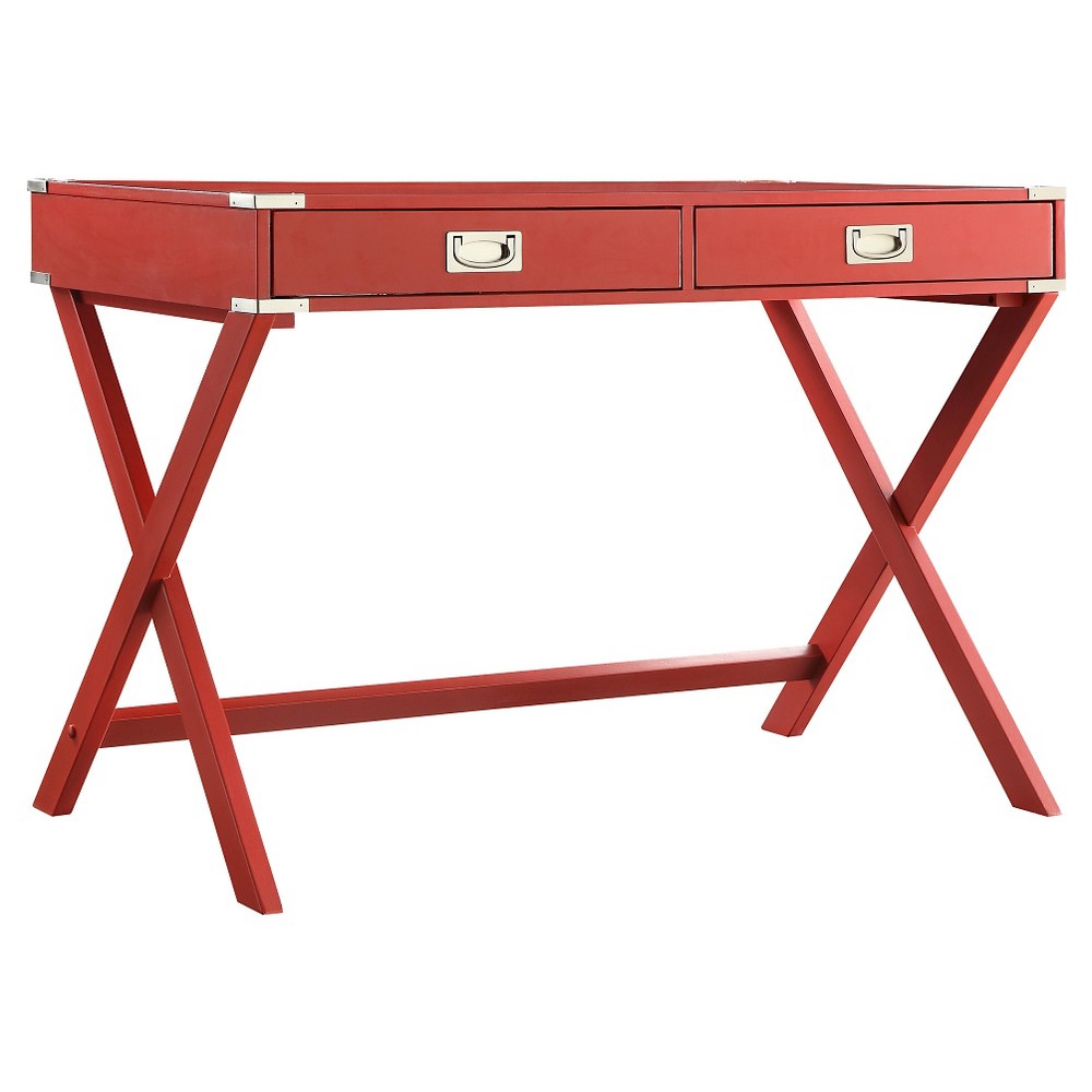 Photos - Office Desk Kenton Wood Writing Desk with Drawers Red - Inspire Q