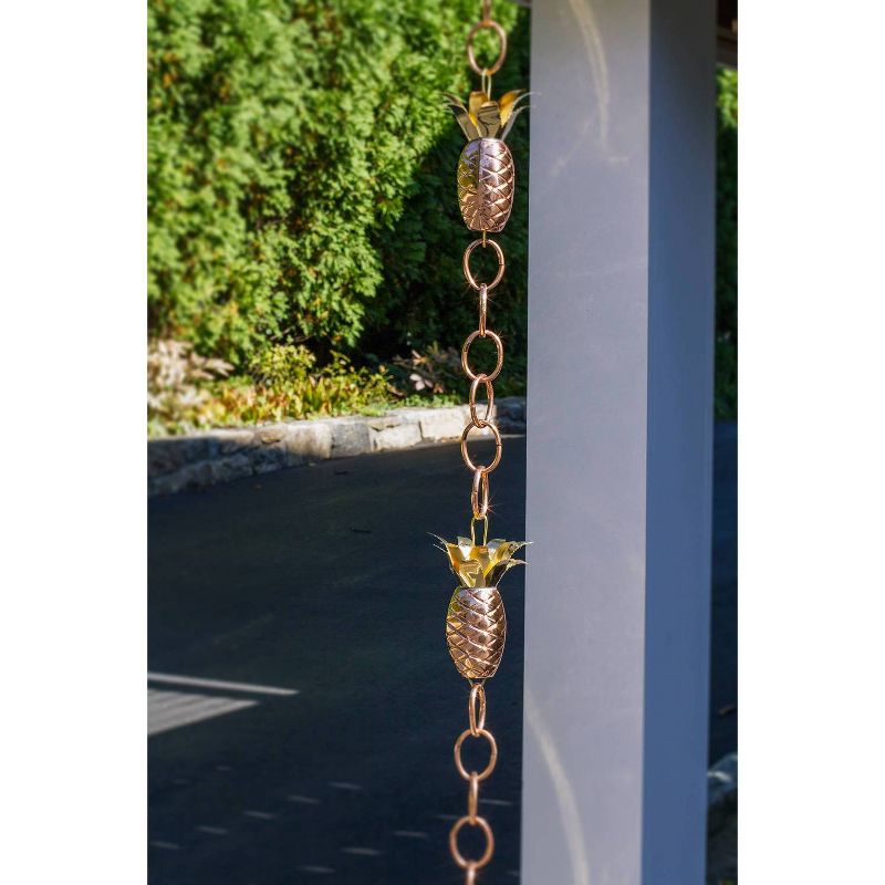 8.5ft  Pure Copper Pineapple Rain Chain - Good Directions, 4 of 8